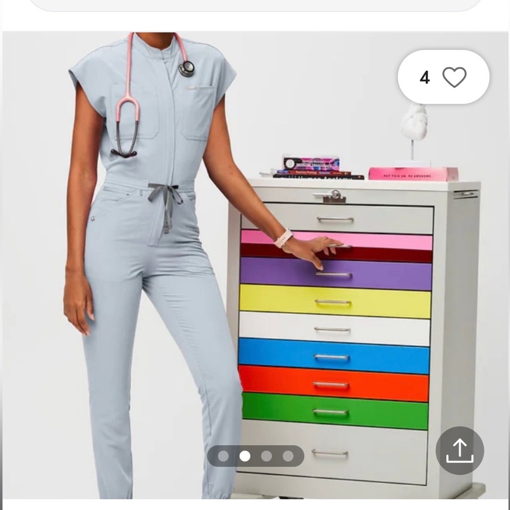 Figs jumpsuit scrubs. Dusty blue. Brand new. Sold out on figs site. Size small.